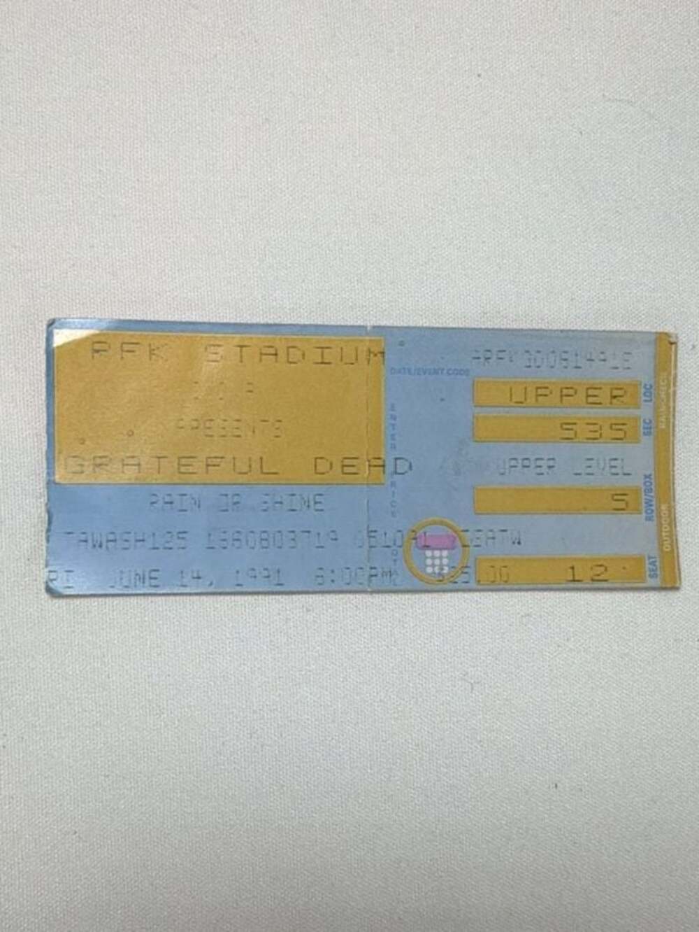 Grateful Dead‎ Concert Ticket Stub June 21 1991 Washington D.C. RFK